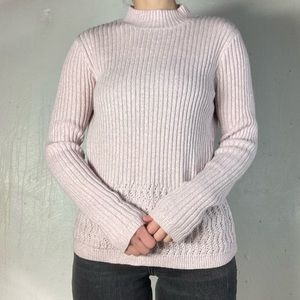 Pastel Pink Sparkly Knit Mock Neck Sweater
